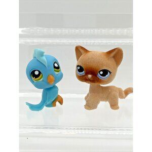 LPS Littlest Pet Shop Pet Pairs Siamese Cat Flocked 318 Cockatoo 317 Hasbro G2